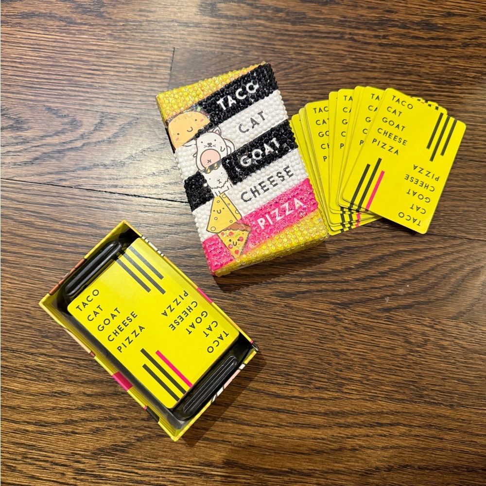 Hand Bedazzled Taco Cat Goat Cheese Pizza Card Game